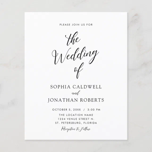 Budget All in One Calligraphy Wedding Invitation | Zazzle