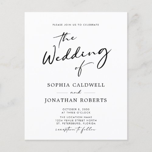 Budget All in One Chic Calligraphy Wedding Invite