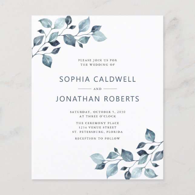 Budget All in One Dusty Blue Eucalyptus Wedding (Front)