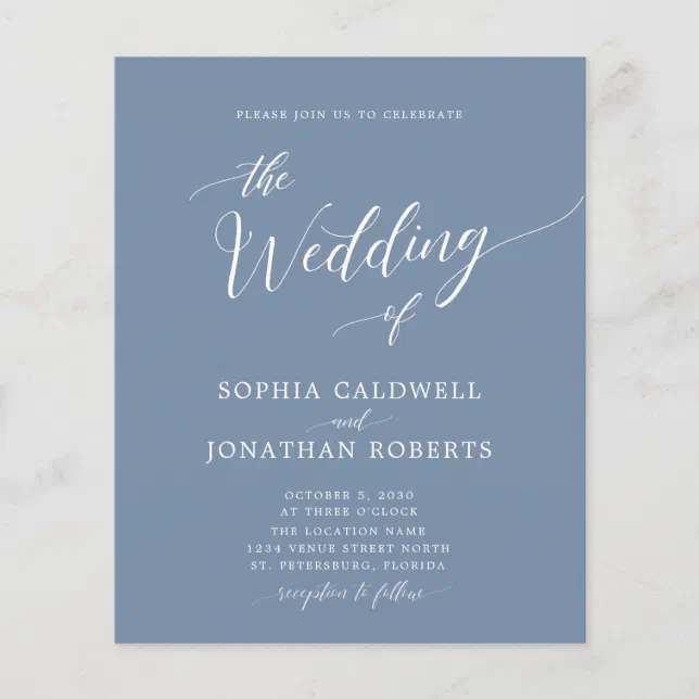 Budget All in One Dusty Blue Wedding Invitation | Zazzle