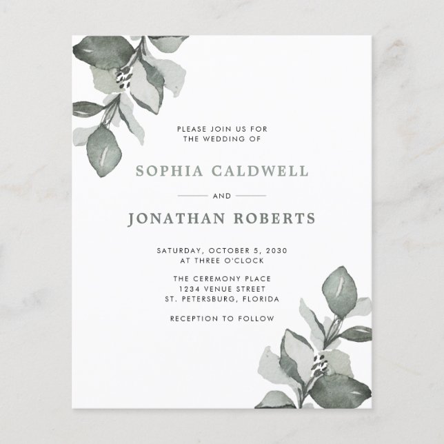 Budget All in One Dusty Green Eucalyptus Wedding (Front)