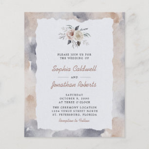 Budget All in One Dusty Pink Roses Wedding Invite