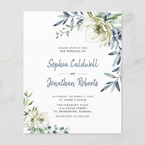 Budget All in One Eucalyptus Floral Wedding Invite