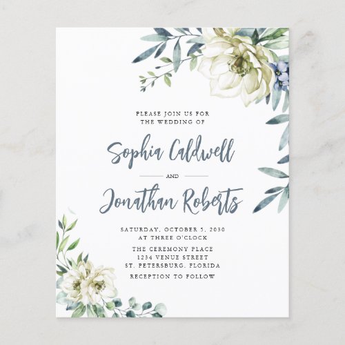 Budget All in One Eucalyptus Floral Wedding Invite