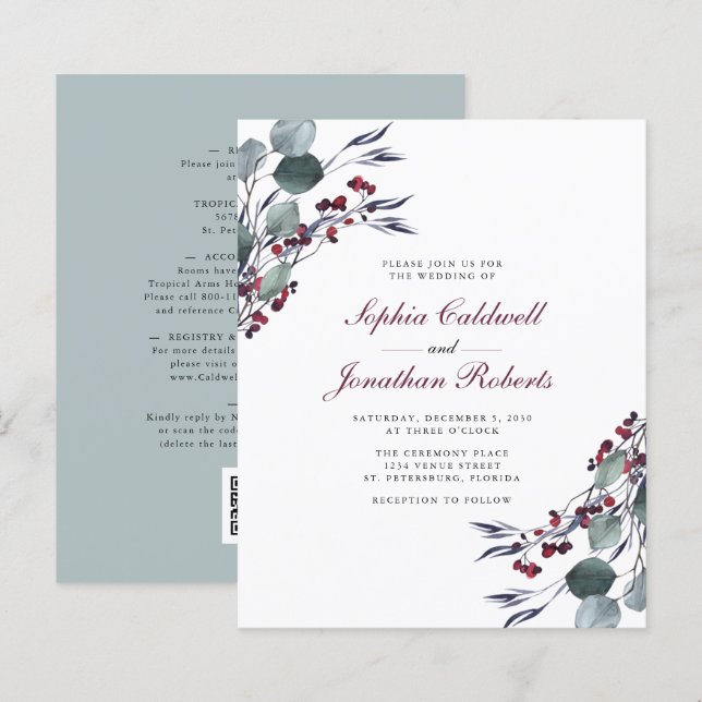 Budget All in One Eucalyptus Holly Berries Wedding (Front/Back)