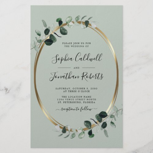 Budget All in One Eucalyptus Sage Wedding Flyer
