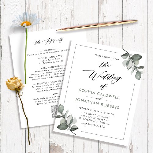 Budget All in One Eucalyptus The Wedding Of Invite