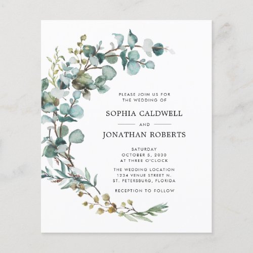 Budget All in One Eucalyptus Wedding Invitation