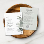 Budget All in One Eucalyptus Wedding Invitation<br><div class="desc">Budget All in One Elegant Watercolor Eucalyptus Wedding Invitation... Our budget "All in One" botanical wedding invitation features an elegant watercolor eucalyptus branch in dusty green shades setting off the invitation text beside it. The light dusty green back of the invitation contains all of the details you would typically see...</div>