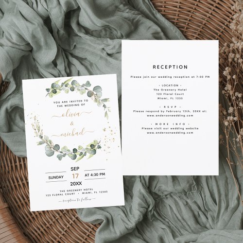 Budget All in One Eucalyptus Wedding Invitation