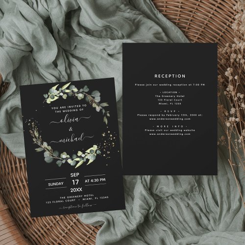 Budget All in One Eucalyptus Wedding Invitation Flyer
