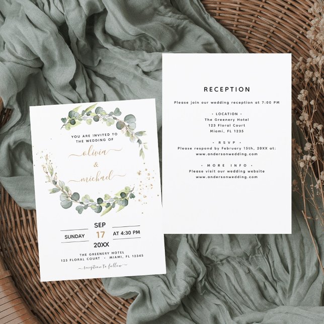 Budget All in One Eucalyptus Wedding Invitation Flyer (Creator Uploaded)