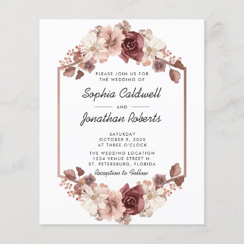 Budget All in One Floral Eucalyptus Wedding Invite