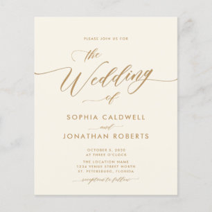 Budget All in One Gold Calligraphy Wedding Invite