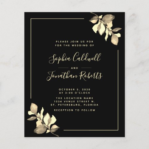 Budget All in One Gold Eucalyptus Wedding Invite