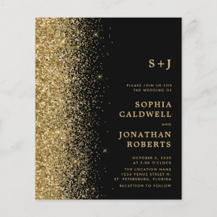 Budget All in One Gold Glitter Wedding Invitation