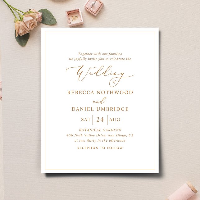 Budget All-in-One Gold Script Wedding Invitation (Creator Uploaded)