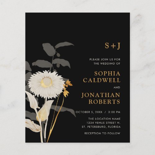 Budget All in One Monogram Floral Wedding Invite