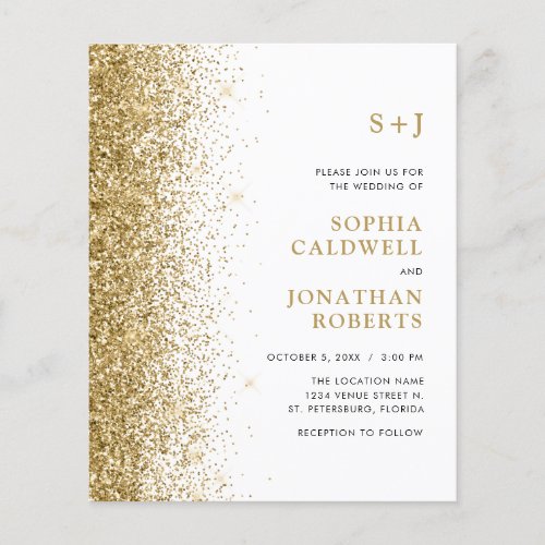 Budget All in One Monogram Glitter Wedding Invite
