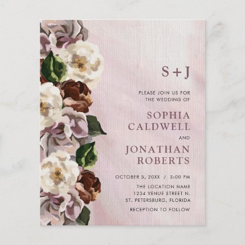 Budget All in One Moody Floral Wedding Invitation