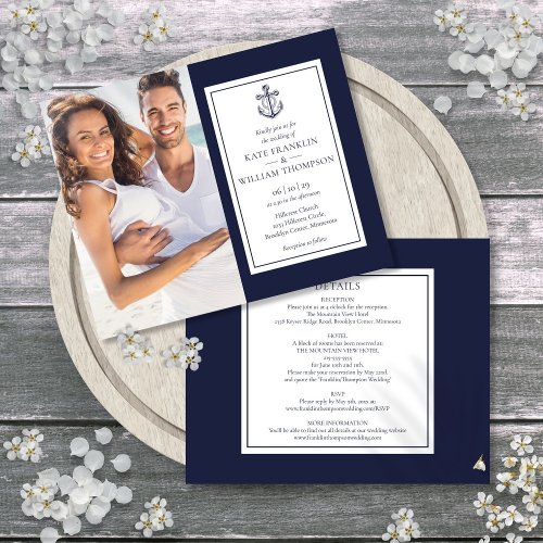 Budget All In One Nautical Photo Wedding Invite