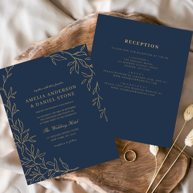 Budget All in One Navy Blue Wedding Invitation (Creator Uploaded)