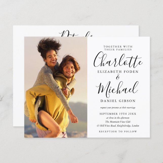 Budget All In One Photo Chic Wedding Invite (Front/Back)