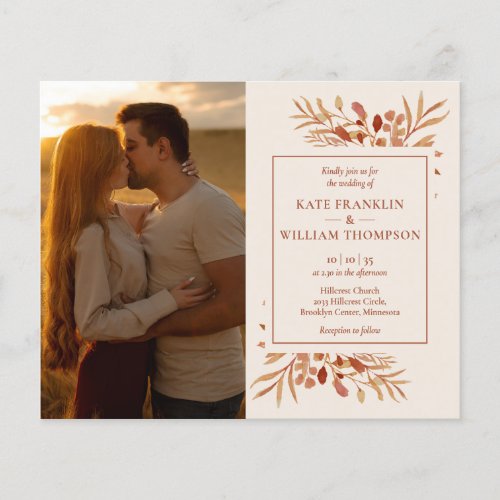Budget All In One Photo Fall Wedding Invitation