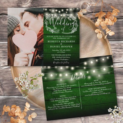 Budget All In One Photo Rustic Wedding Invite