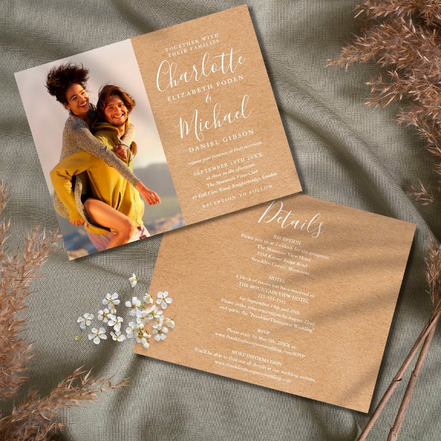Budget All In One Rustic Photo Wedding Invitation (Creator Uploaded)