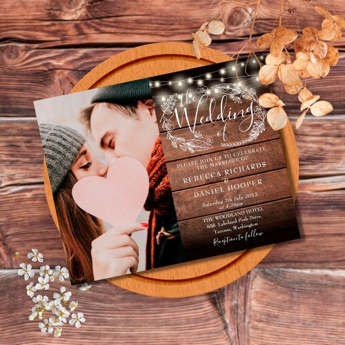 Budget All In One Rustic Photo Wedding Invite