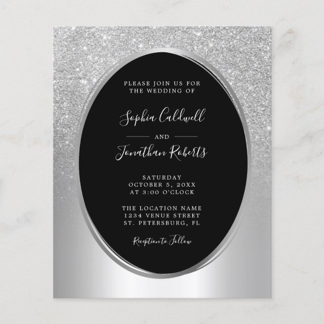 Budget All in One Silver Foil Wedding Invitation (Front)