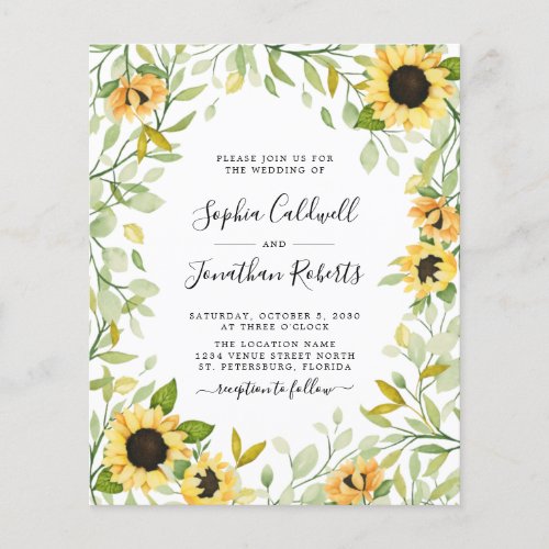 Budget All in One Sunflowers Foliage Wedding