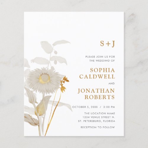 Budget All in One Vintage Flowers Wedding Invite