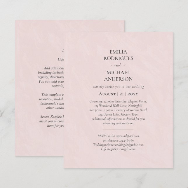 Budget All in One Wedding RSVP Details Registry (Front/Back)
