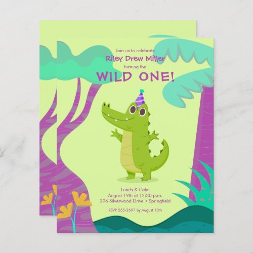 Budget Alligator Kids Birthday Invitations