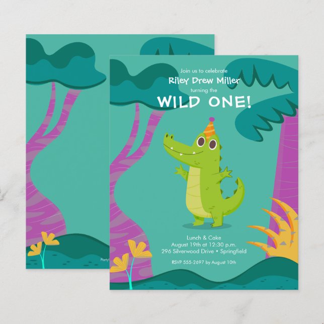 Budget Alligator Kid's Birthday Invitations (Front/Back)