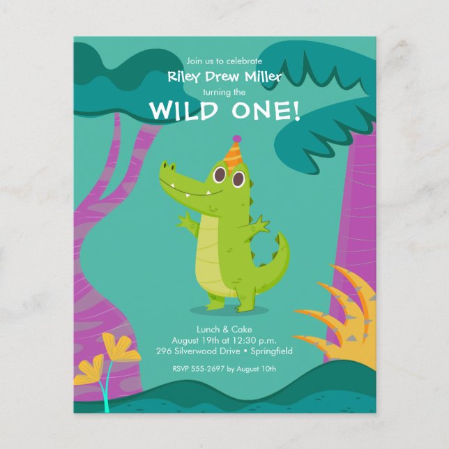 Budget Alligator Kid's Birthday Invitations (Front)