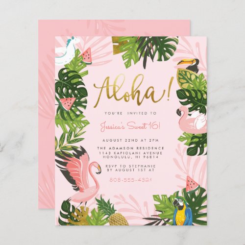 Budget Aloha Hawaii Tropical Gold Birthday Party