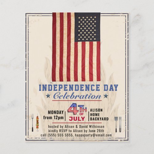 BUDGET American Flag 4th JULY BBQ Party Invitation