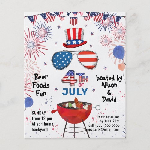 BUDGET American Flag 4th of JULY BBQ Party Invite Flyer