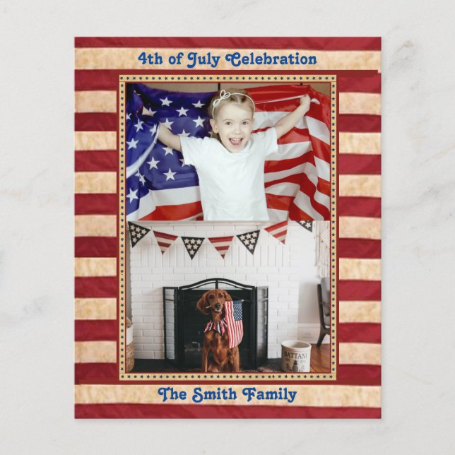 BUDGET American Flag 4th of JULY Party Invitation (Front)