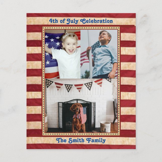 BUDGET American Flag 4th of JULY Party Invitation Flyer (Front)