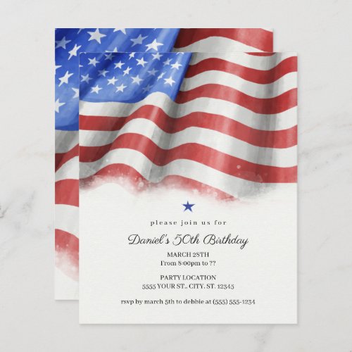 Budget American Flag Birthday Party Invitations