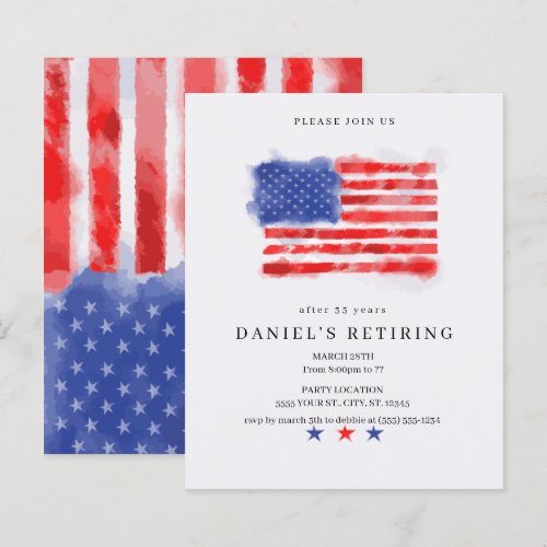 Budget American Flag Retirement Invitations
