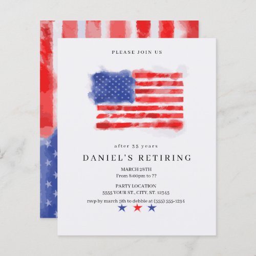 Budget American Flag Retirement Invitations