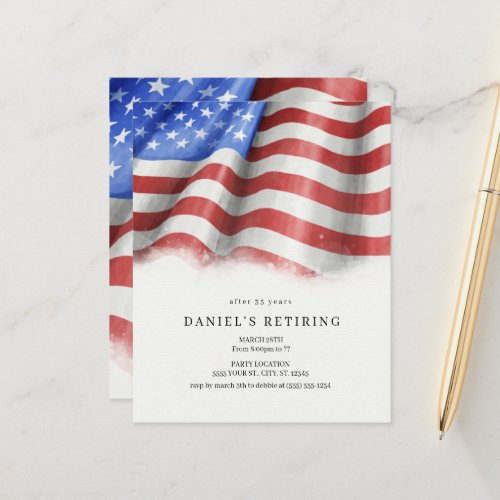Budget American Flag Retirement Party Invitations