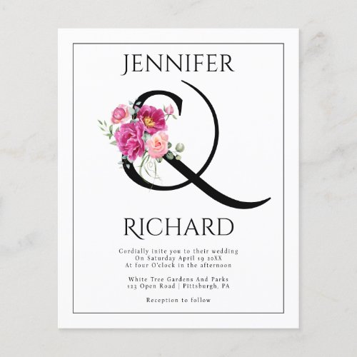 BUDGET Ampersand eucalyptus QR wedding invitation Flyer