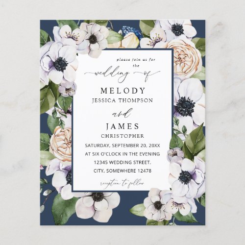Budget Anemone White Floral Wedding _ Blue Flyer
