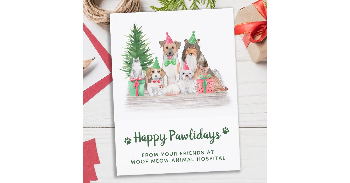 Budget Animals Dog Cat Puppy Kitten Christmas Card | Zazzle